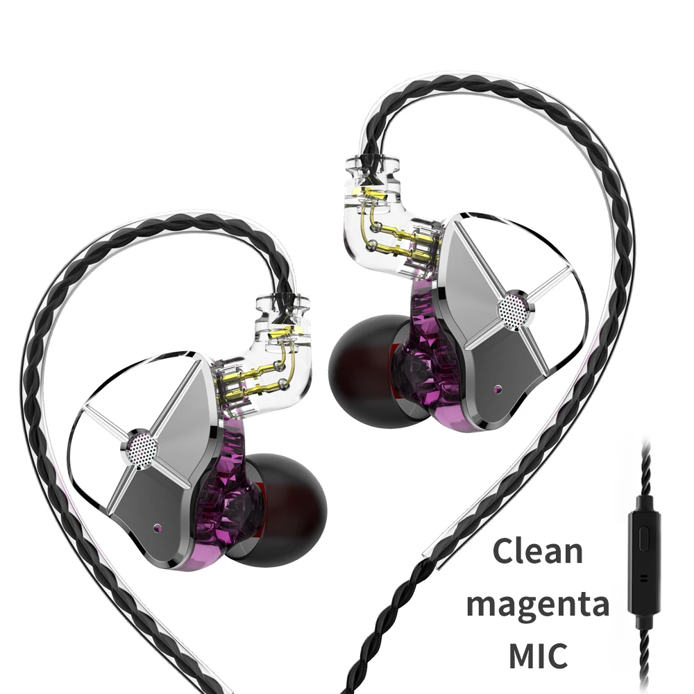 purple with mic TRN ST1 1DD+ 1BA гибридные наушники в ухо HIFI DJ монитор бег спортивные наушники ушные наушники гарнитура с 2PIN съемный TRN V80 BA5 - Цвет: purple with mic