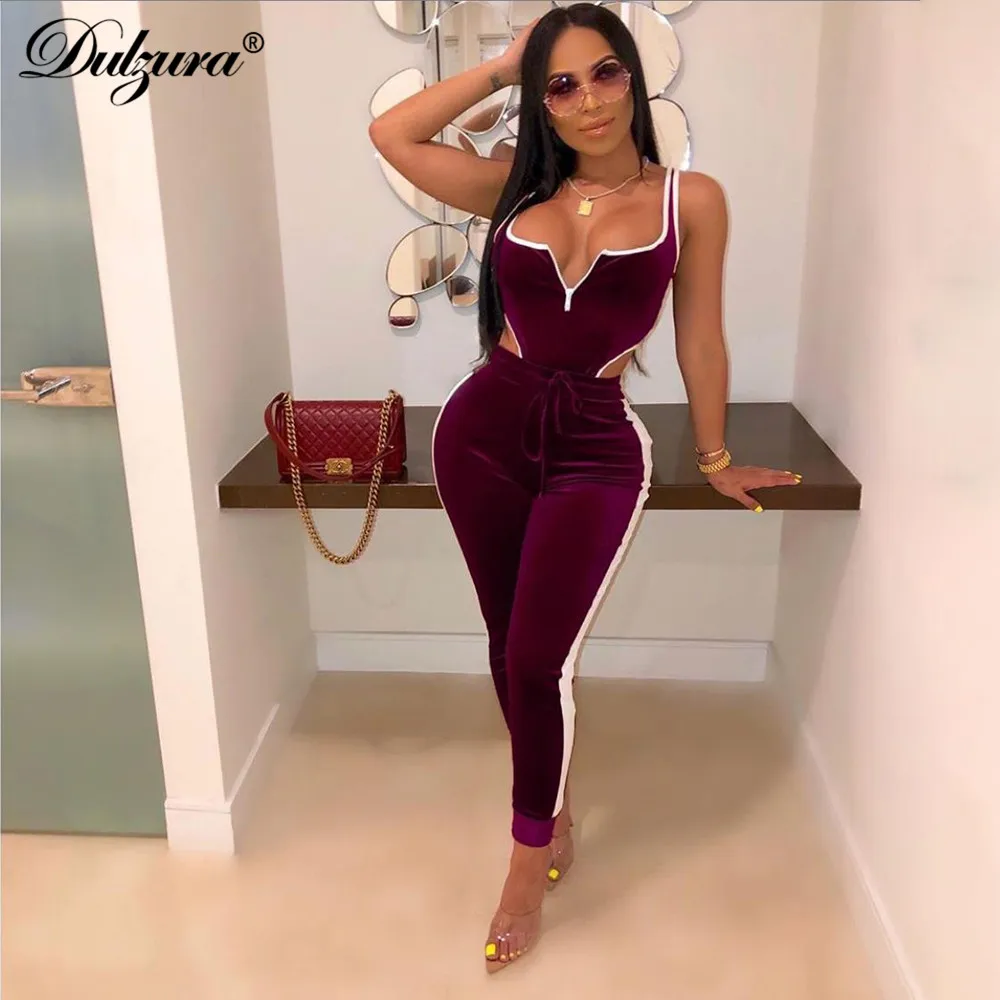 Dulzura 2019 осенне зимний женский костюм из двух предметов бархатные штаны