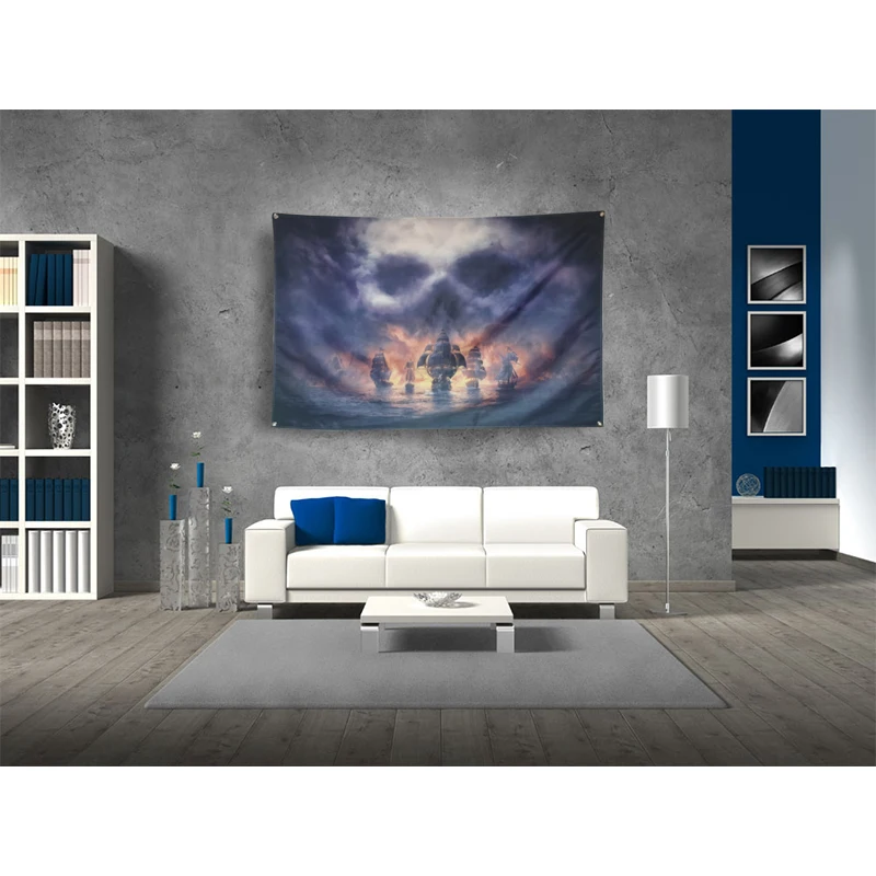 Военный корабль боевой парусная лодка морской флаг баннер из полиэстера 144*96 см