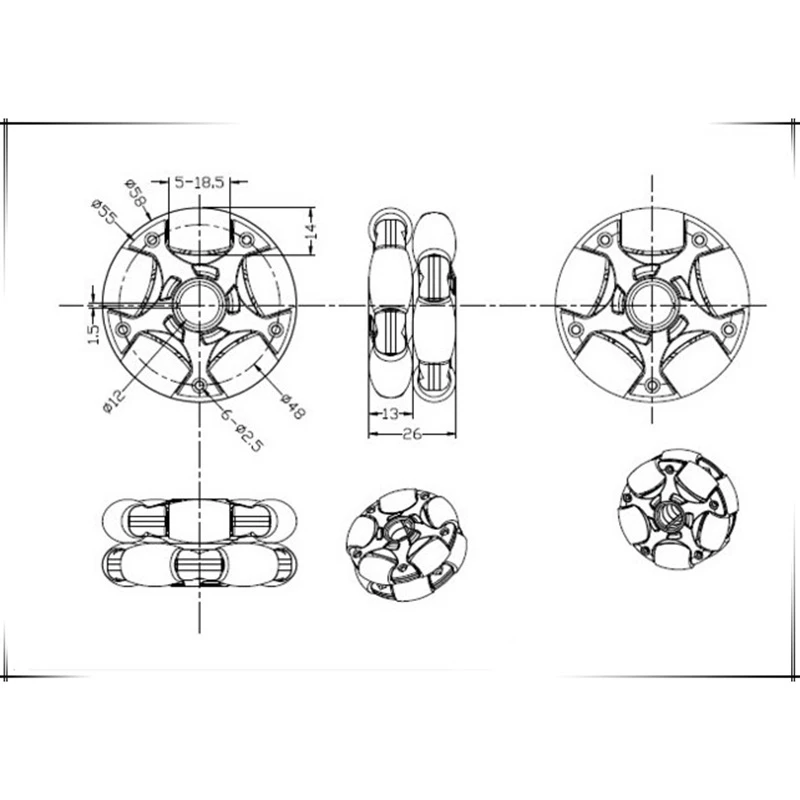4 шт., 58 мм пластиковые всенаправленные колеса для робота, серводвигатель, всенаправленное колесо 14135 от AliExpress RU&CIS NEW