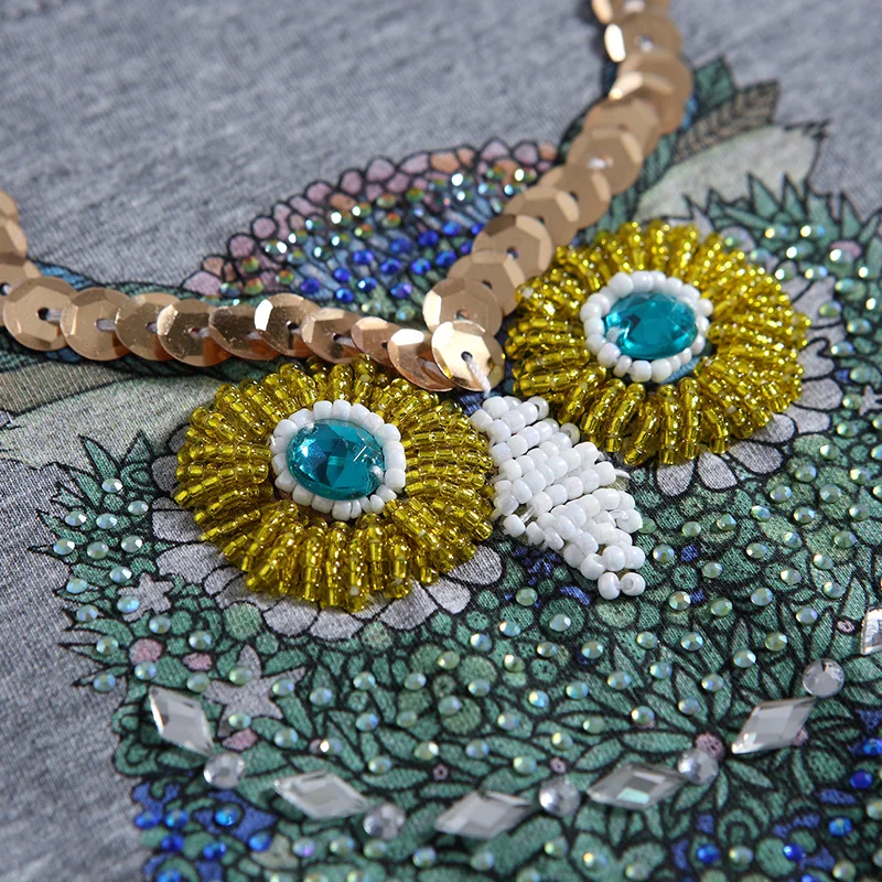 Женские хлопковые футболки с бусинами Стразы блестками и стразами Новинка лета