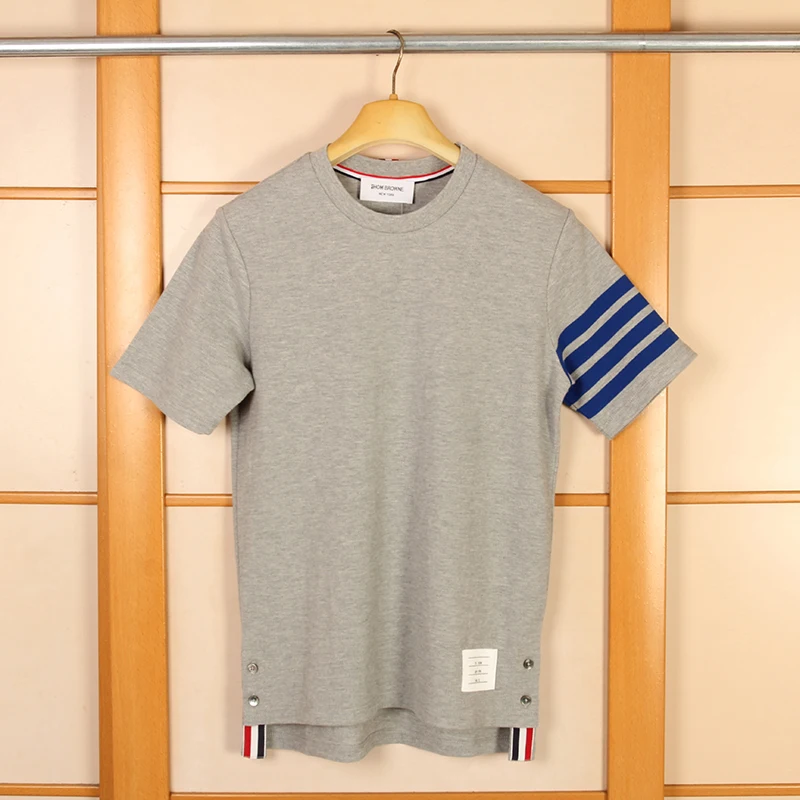

2021 TB Brand men's summer o-neck striped fashion tops and tees men Women Short sleeve Casual Cotton T-Shirts male