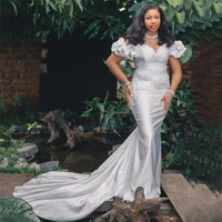off the shoulder mermaid wedding dresses silver pearls appliqued bridal gowns custom made formal boho robes de soiree