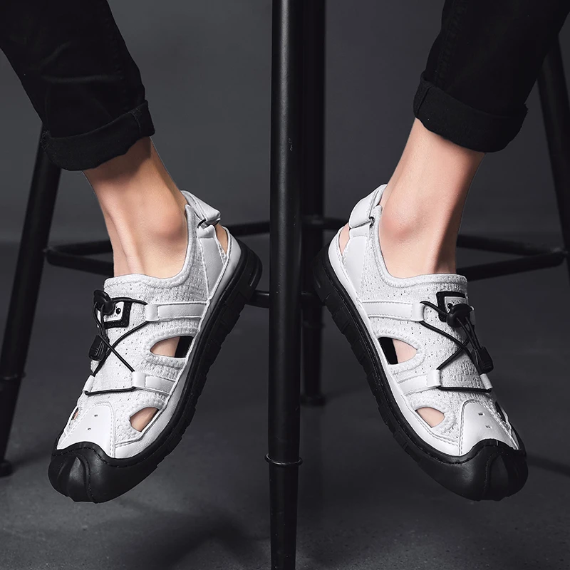 Сандалии Walkerpeak мужские из натуральной кожи модная повседневная нескользящая