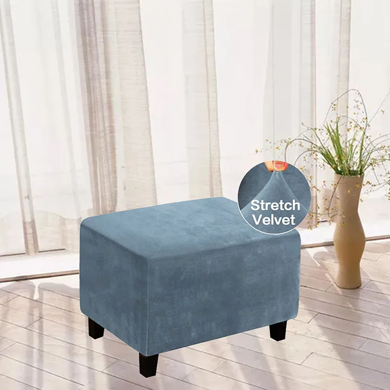 

Silver fox velvet step stool chair cover elastic solid color thick super soft low stool cover footstool cover seat overshoestore