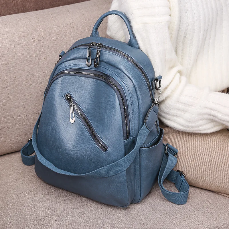 

Women Backpack Soft PU Leather Multifunctional Female Backpack for Teenage Girls School Bag Travel Backpack Daypack Mochila