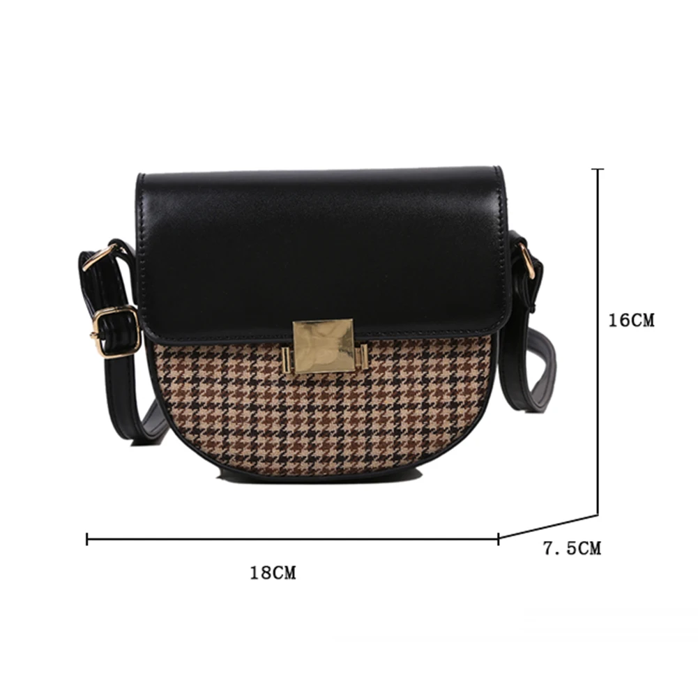 

Fashion Women Shoulder Bag Plaid Pattern PU Leather Messenger Bag Female Saddle Flap Street Commuter Crossbody Tote Satchel