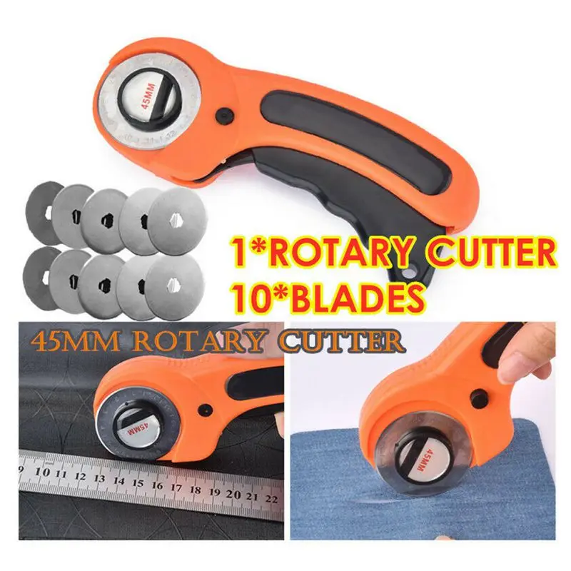 

45mm Rotary Cutter Set Blades Fabric Circular Quilted Leather Cutter Leathercraft Sewing Tool Leather . Cutter 5/10pcs Blades