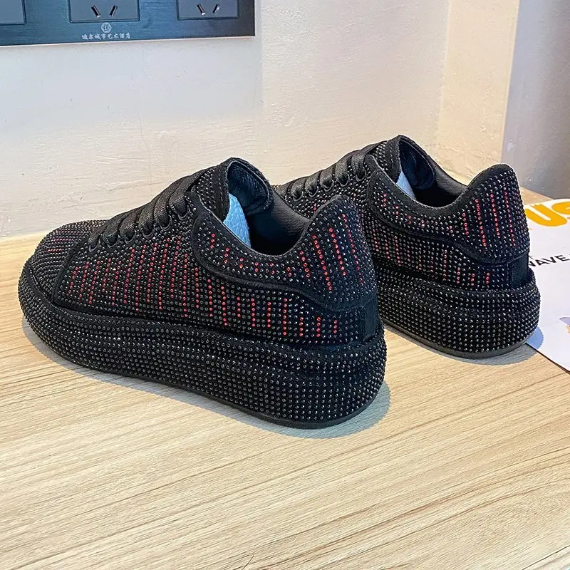 

2021 Hot Diamond Women's Sneakers Platform Diamond Shining Bling Shoes Fashion Casual Women Women's Flat Shoes Sneakers