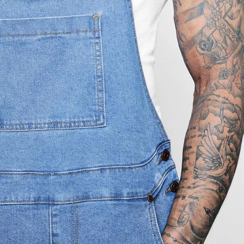

Men Denim Bib Workwear Fashion Denim Jumpsuit with Pocket Jumpsuits Rompers K2