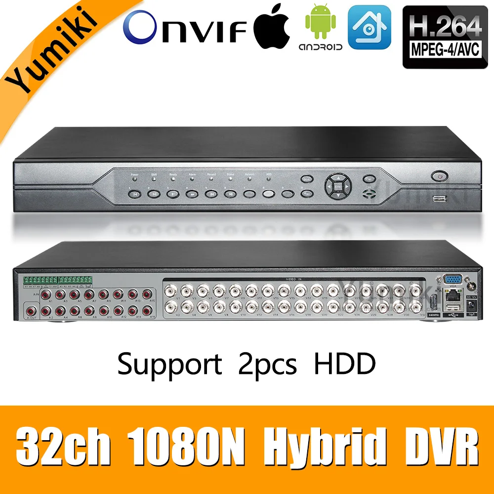 32ch 1080N DVR 5 в 1 коаксиальный CVI TVI AHD видеорегистратор системы Гибридный NVR для AHD 8CH IP поддержка 2 шт. HDD XMEYE