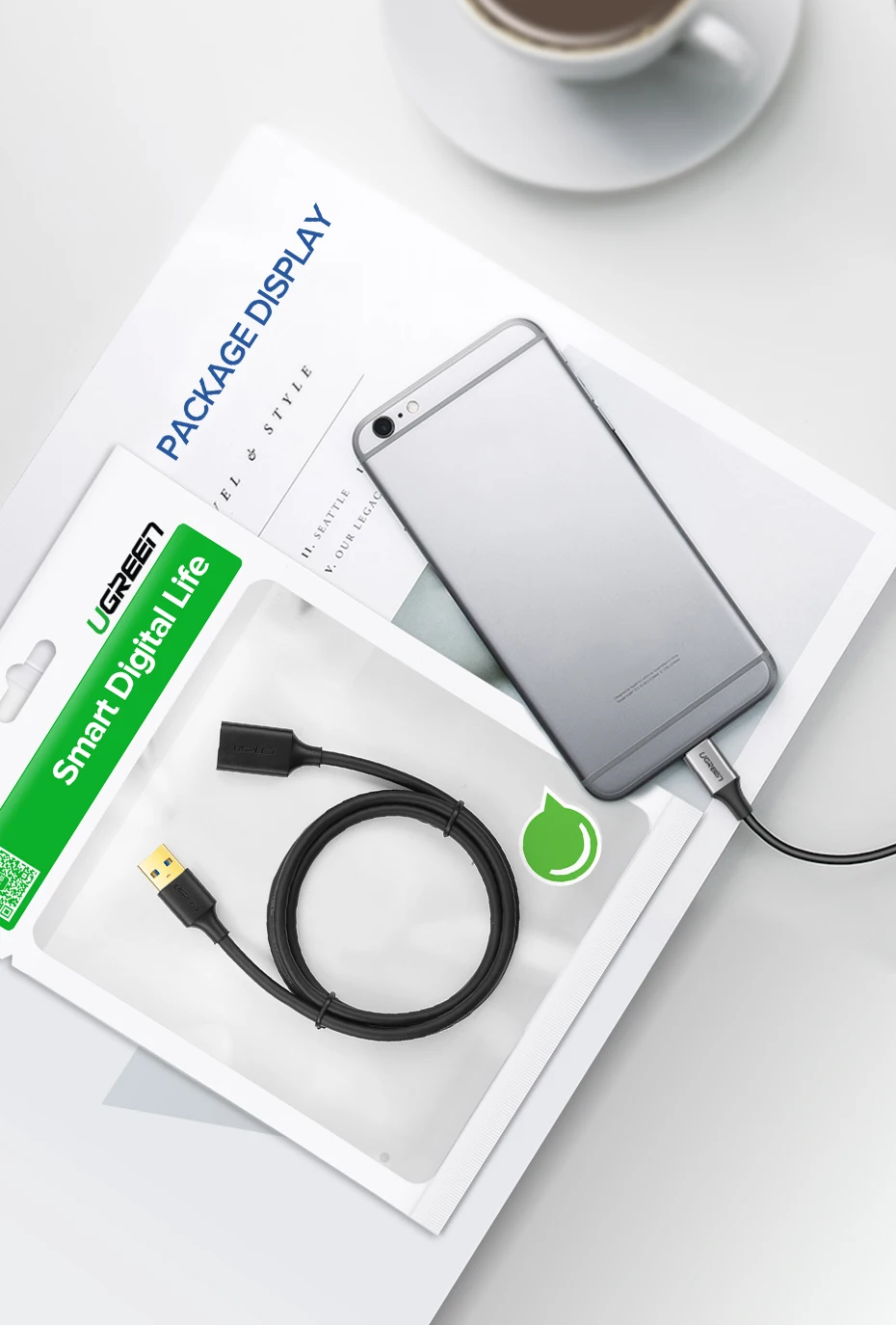 Ugreen USB кабель-удлинитель USB 3,0 кабель для умный принтер PS4 SSD USB3.0 2,0 для удлинителя данных шнур мини USB кабель-удлинитель