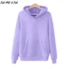 Осенний фиолетовый Теплый Женский свитшот, модный однотонный зимний флисовый пуловер, топы, худи