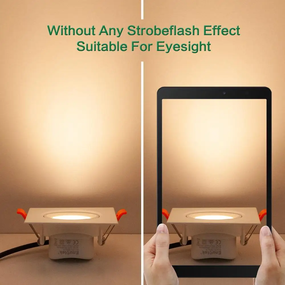 

Square Angled LED Spot Downlight Recessed Lamp 3 Inch Warm Light LED for White Ceiling 9W 3000K Cut Hole Diameter 90-100MM