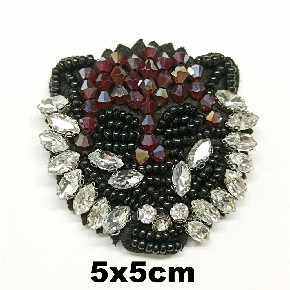 

Apparel embroidery beaded tiger embroideried patches for clothing AM-3293