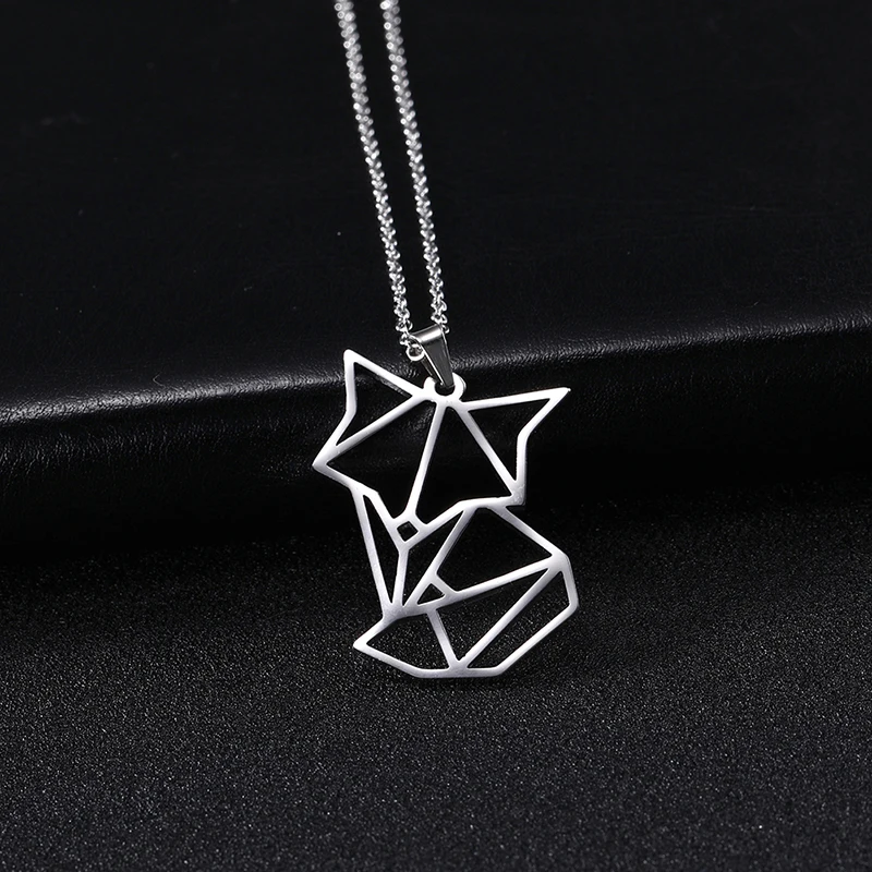 

Unift Unique Origami Design Fox Chain Pendant Necklace Stainless Steel Animal Choker Necklaces For Women Anniversary Party Gift