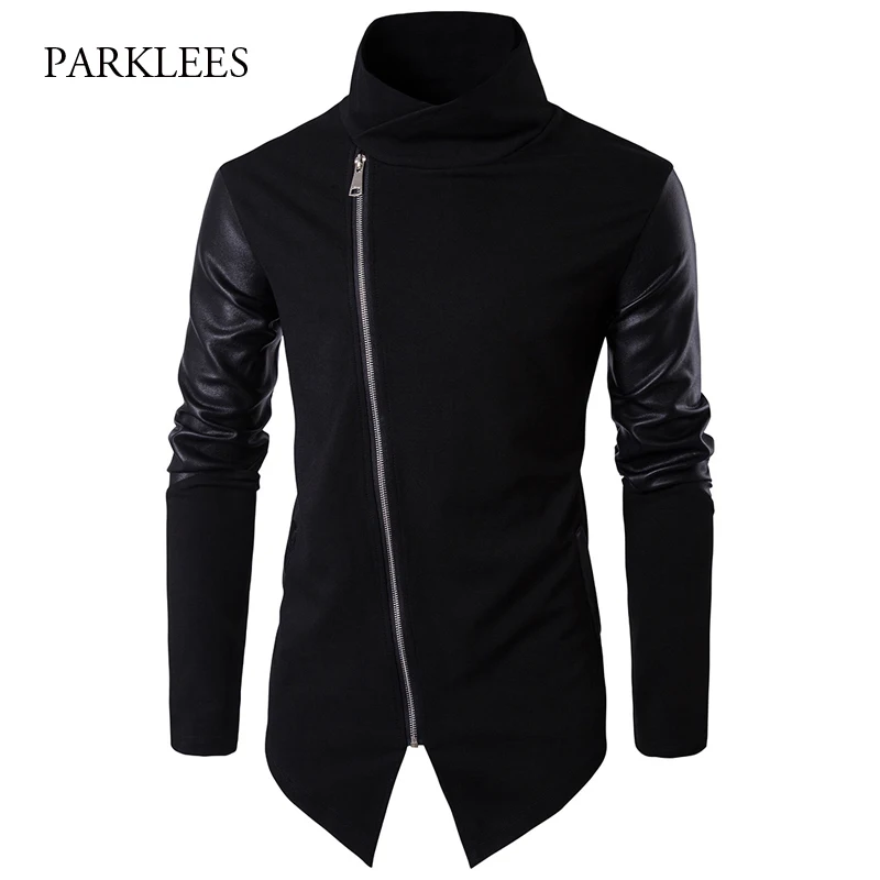 Свитер с высоким воротником для мужчин 2017 модный лоскутный длинный мужской