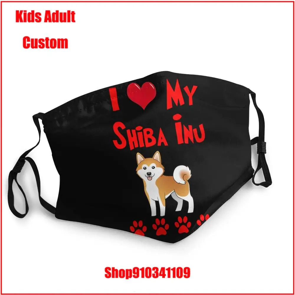 Новая маска для лица сделай сам модная моющаяся многоразовая Красная I Love Shiba Inu Doge