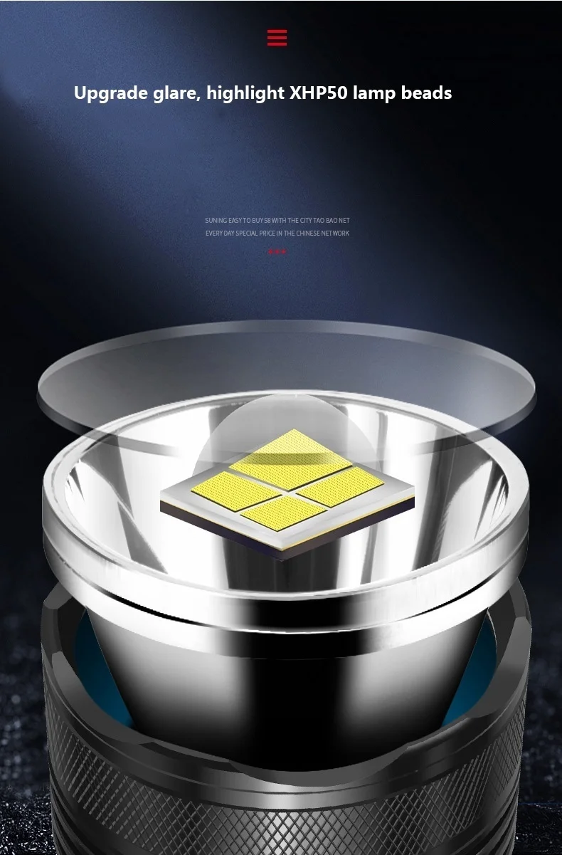 Comprar Potente Led USB Recargable XHP70 Luz Táctica 26650 Linterna Para El Campo Antorcha