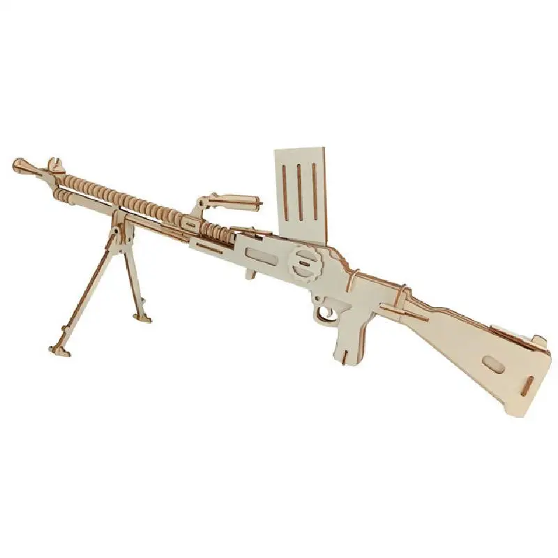 3d твердый деревянный пазл модель сделай сам Детский пулемет настольное