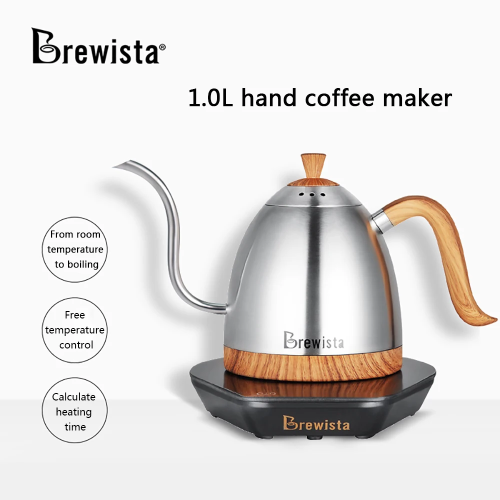 Brewista-hervidor de cuello de cisne para caf&eacute;, tetera Digital termost&aacute;tica de boca fina para caf&eacute;, 600ml-1