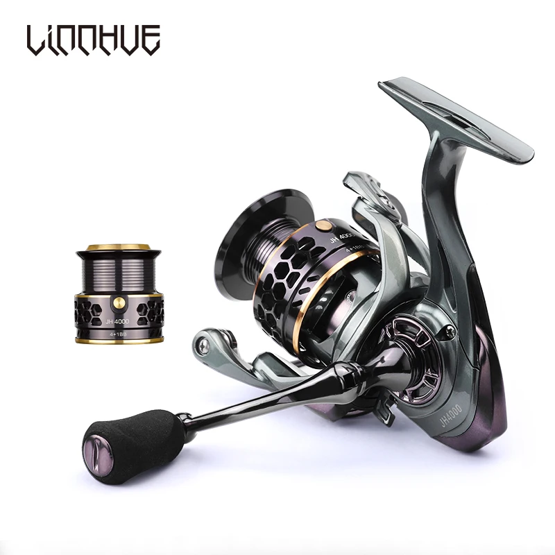 

LINNHUE New Fishing Reel JH3000 4000 Double Metal Spool Handle No Gap Squid Saltwater Carp Reel Fishing Accesorios