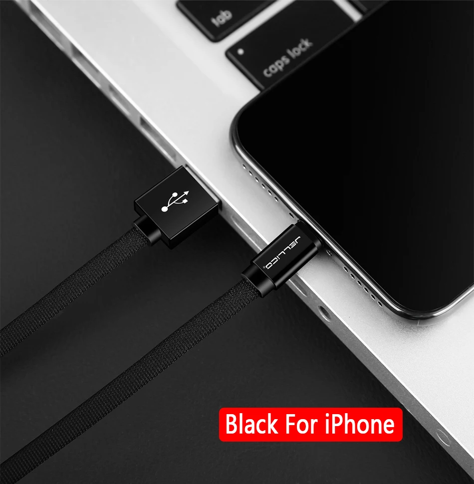 Black For iPhone Jellico 1 м Micro Lightning type C USB кабель для быстрой зарядки для iPhone Xiaomi huawei кабель для передачи данных для мобильного телефона для usb type-C - Цвет: Black For iPhone