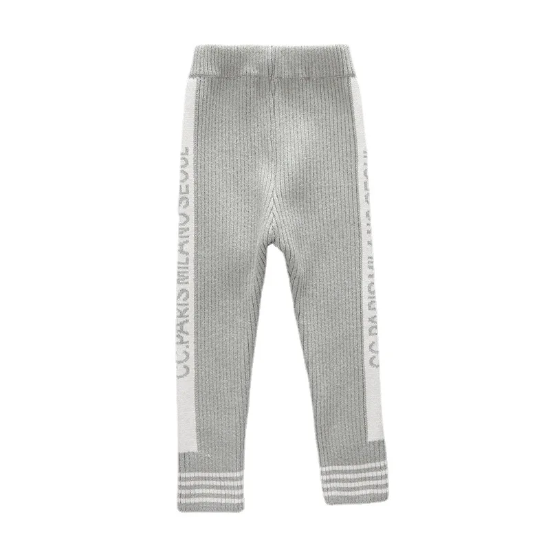 

Boys Knitted Pants Winter Cozy Fall Clothes for Kids Fashion Girls Sweatpants with Letters New Knitwear Legging for Girl EY07311