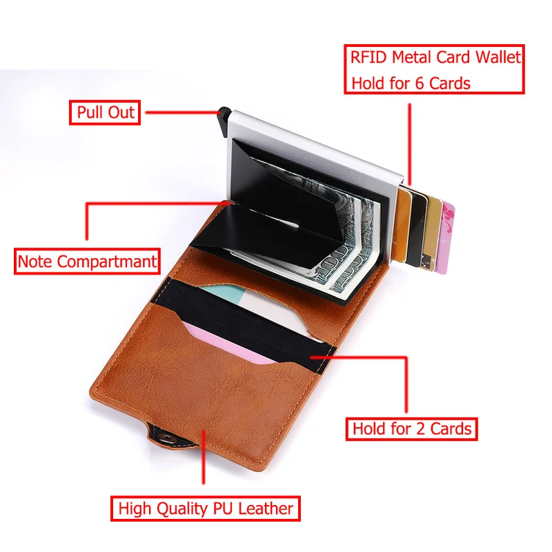 Многофункциональный Безопасный чехол для карт из искусственной кожи с