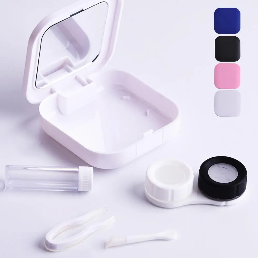 Портативный квадратный зеркальный чехол для линз карамельных цветов контейнер