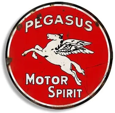 

Interesting Car Sticker American Vinyl Round Vintage Pegasus Gas Sticker (Gasoline Logo Old Rat Rod)