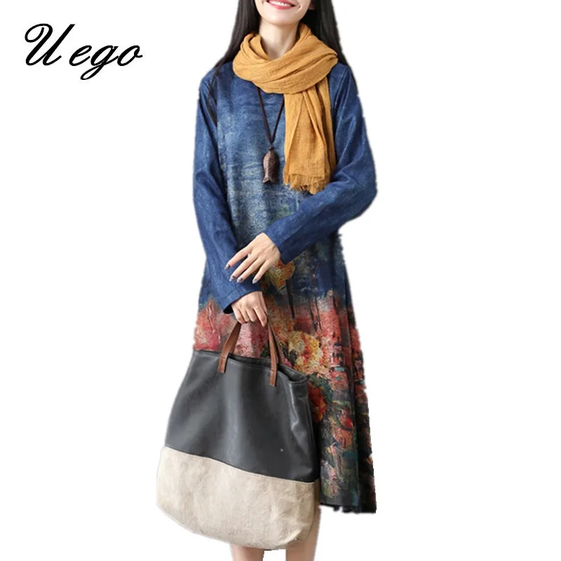 Новое поступление 2021 плотное осенне-зимнее платье с длинным рукавом и цветочным