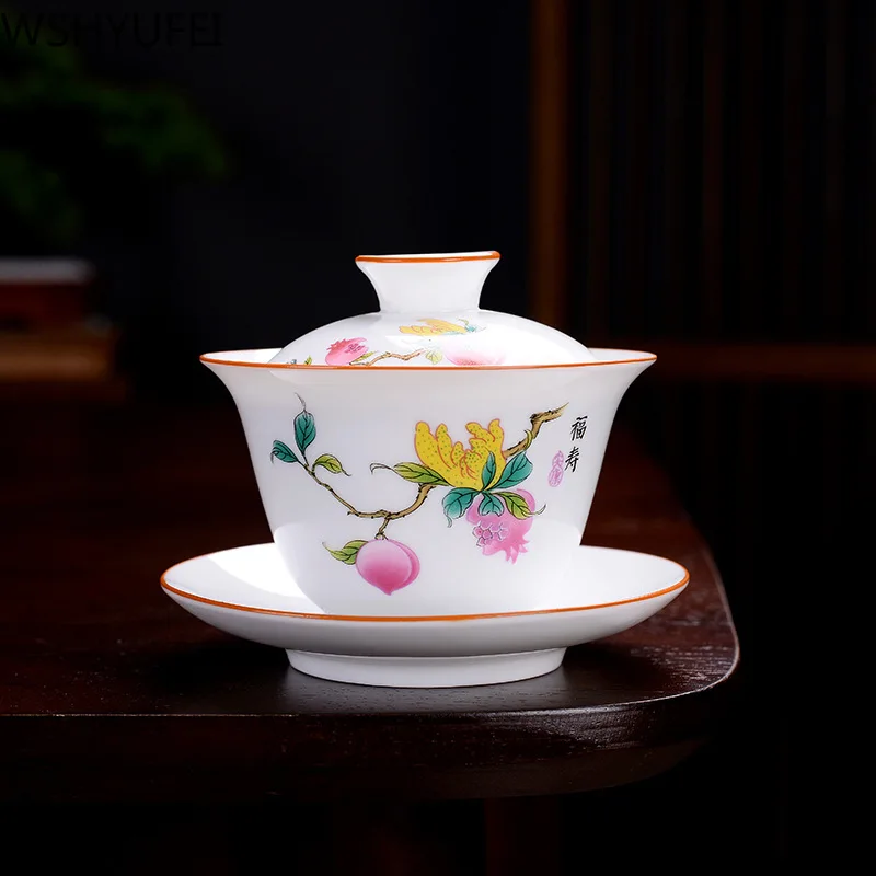 Цзиндэчжэнь фарфор ручной работы Gaiwan Изысканная керамическая чайная чаша с