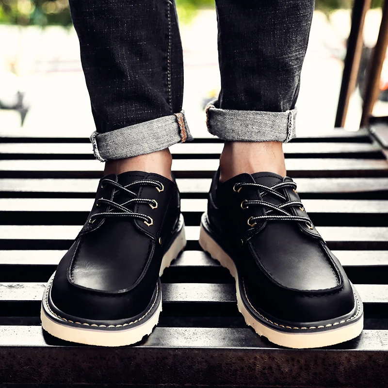 

Zapatos Hombre Casual Men Casual Flat Shoes Leather For Fashion Sapato Masculino Man Male Shoe Black Men's Mens Causal