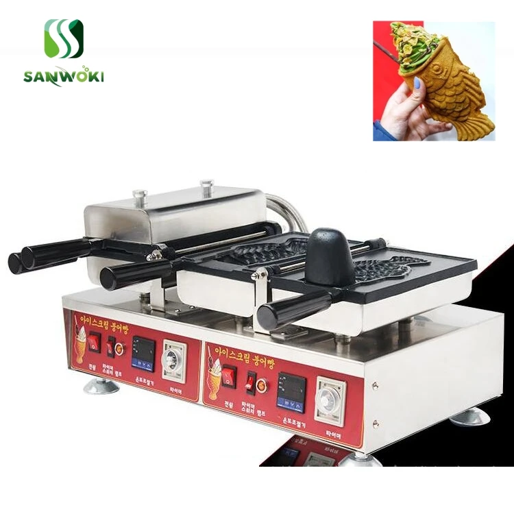 Коммерческая машина для производства вафель taiyaki с большим открытым ртом в виде