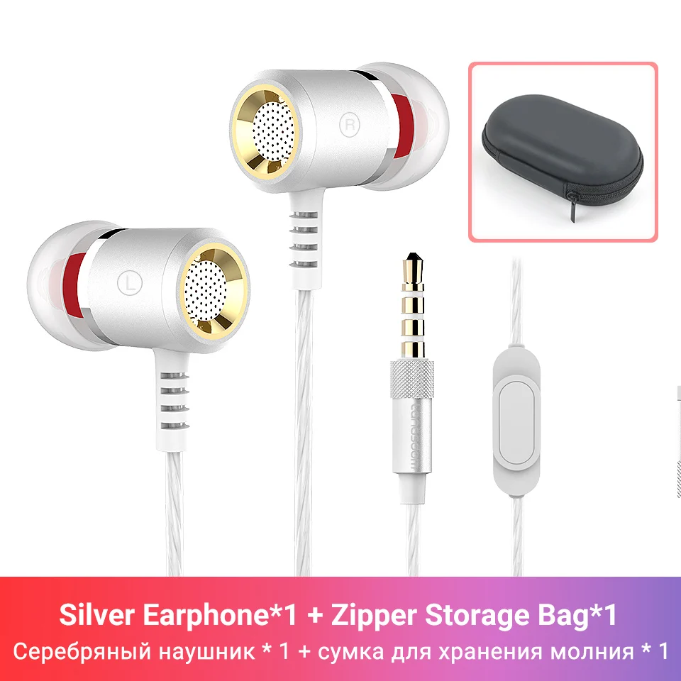 Silver with Bag Langsdom M400 наушники в ухо спортивные Проводные для телефона Xiaomi Super Bass гарнитуры с микрофоном Hifi наушники fone de ouvido - Цвет: Silver with Bag