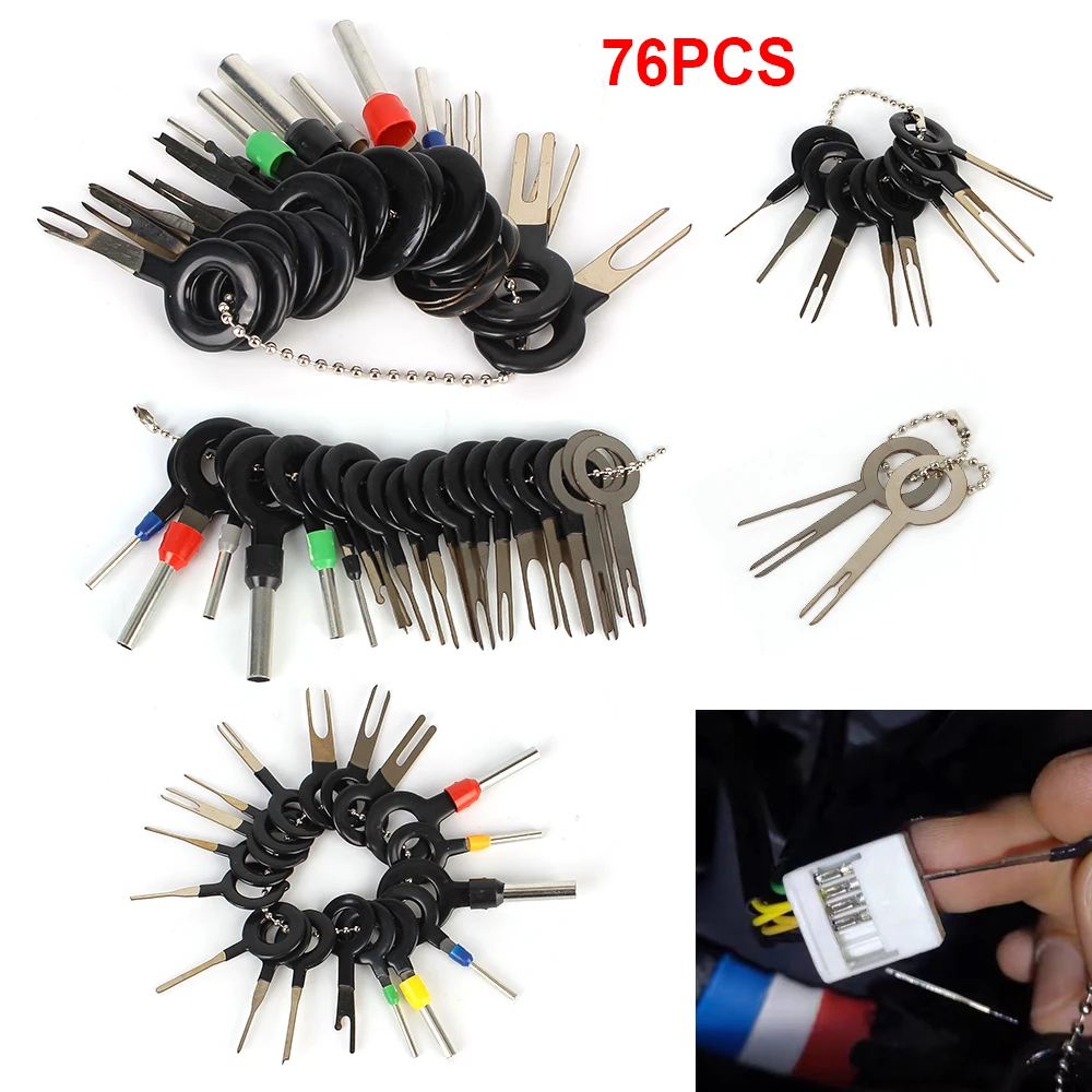 

76 Pcs Auto Repair Tools Wire Plug Puller For Wiring Crimp Connector Car Terminal Removal Tool Release Pin Extractor