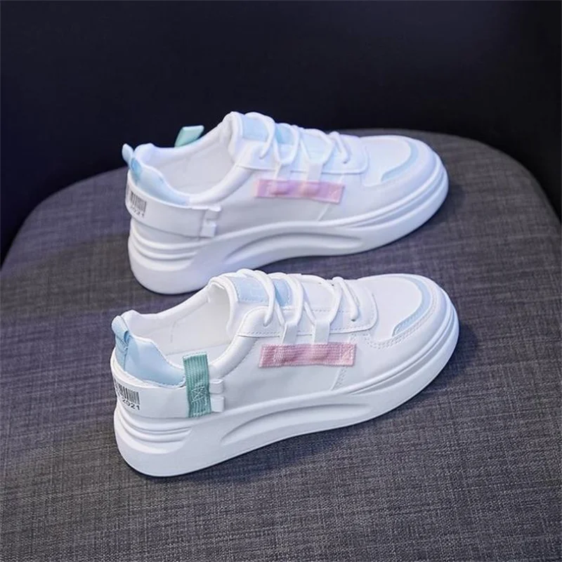 

2021 New Spring Tenis Feminino Lace-up White Shoes Woman PU Leather Solid Color Female Shoes Casual Women Shoes White Sneakers