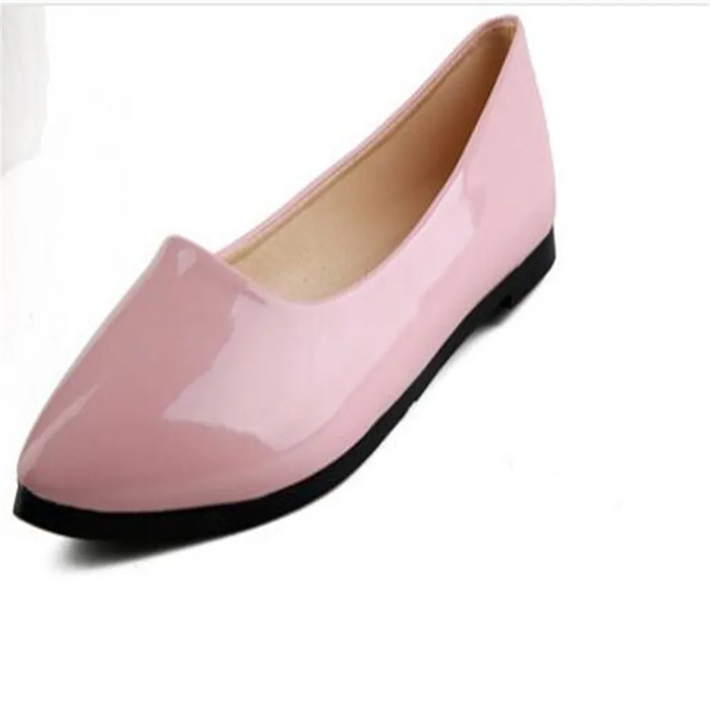 Женская обувь из лакированной кожи женская без застежки с острым носком на