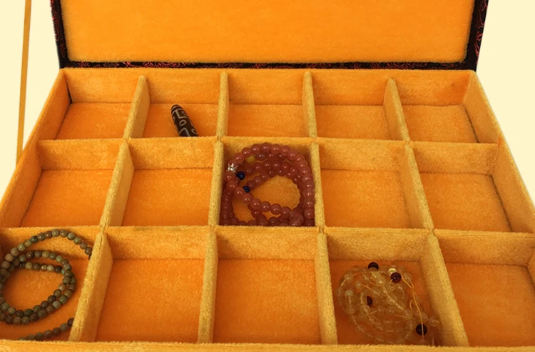 12 15 20 30 Grid Slot Wooden Jewelry Box Storage Organizer Case High End Chinese Silk Brocade Box Collection Packaging Gift