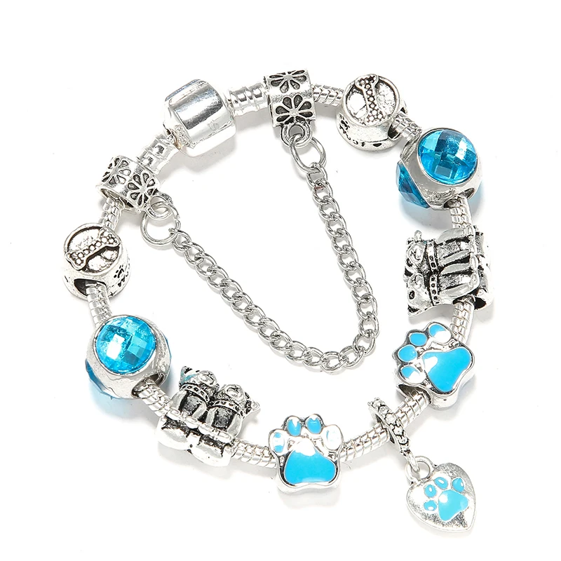 Роскошные Синие хрустальные кошачьи коготь милые бусины сердце Висячие подходят