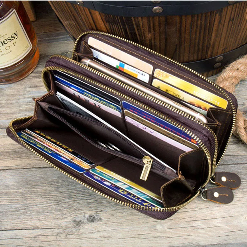 Billeteras de cuero Caballo loco para hombre billetera Genuine INO cartera cocovintage Ca | Багаж и сумки