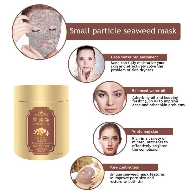 

80/120g Pure Seaweed Alga Mask Moisturizing Mask Hyrdating Care Whitening Moisturizing Skin Mask Face Q8Z5