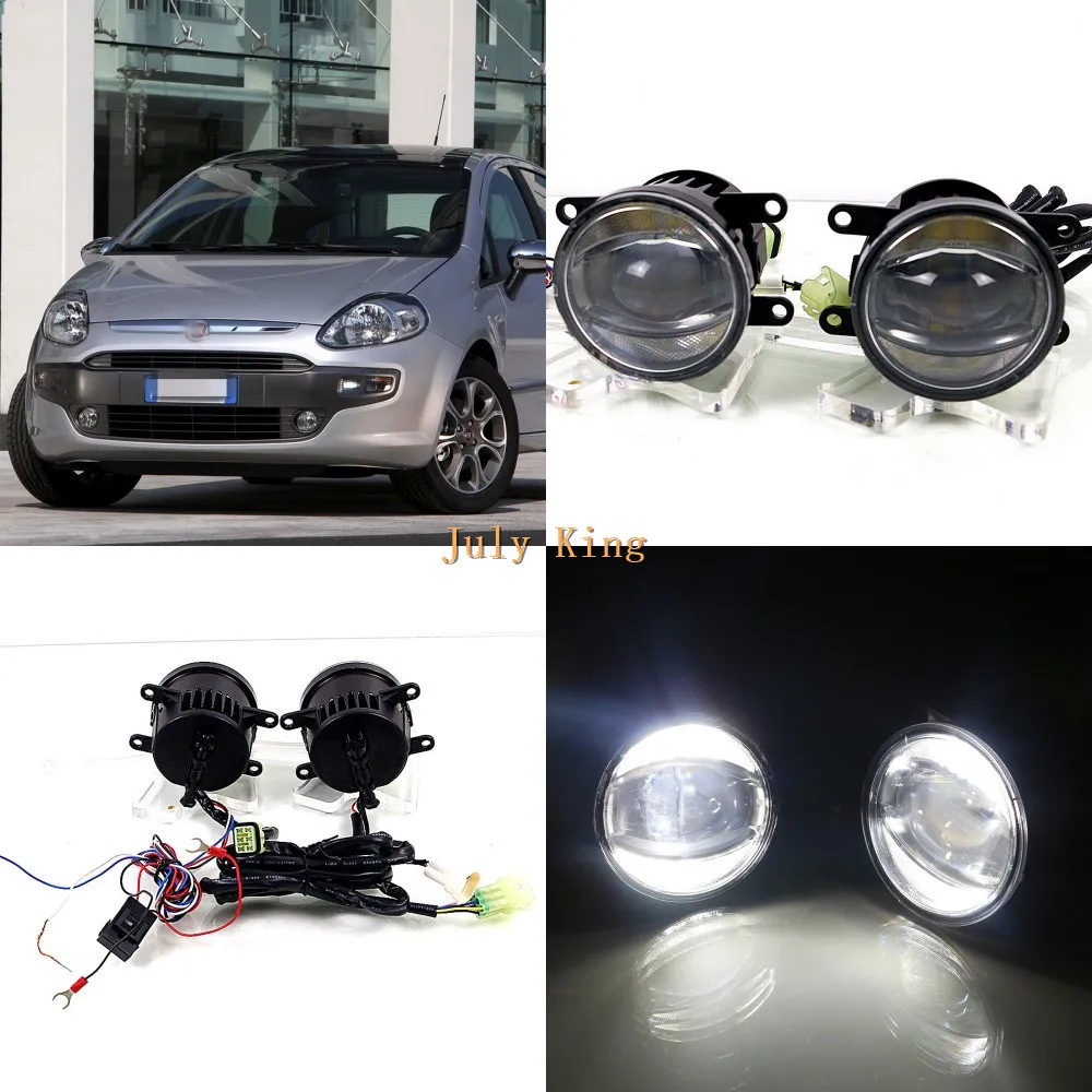 

July King 1600LM 24W 6000K LED Light Guide Q5 Lens Fog Lamp +1000LM 14W Day Running Lights DRL Case for Fiat Puntto EVO 2010-12