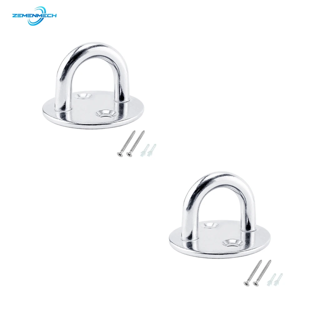 

2X 8mm Stainless Steel Round Pad Eye Plate Staple Ring Hook Hardware Shade Sail Sailboat Kayaking Canoe Boat Yacht Yoga Hardware