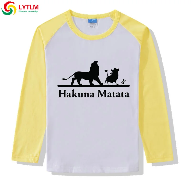 LYTLM Hakuna Matata/футболка Roi Lion/футболки для мальчиков, детские футболки реглан для маленьких девочек, Детская футболка с длинными рукавами с изображением короля льва для мальчиков