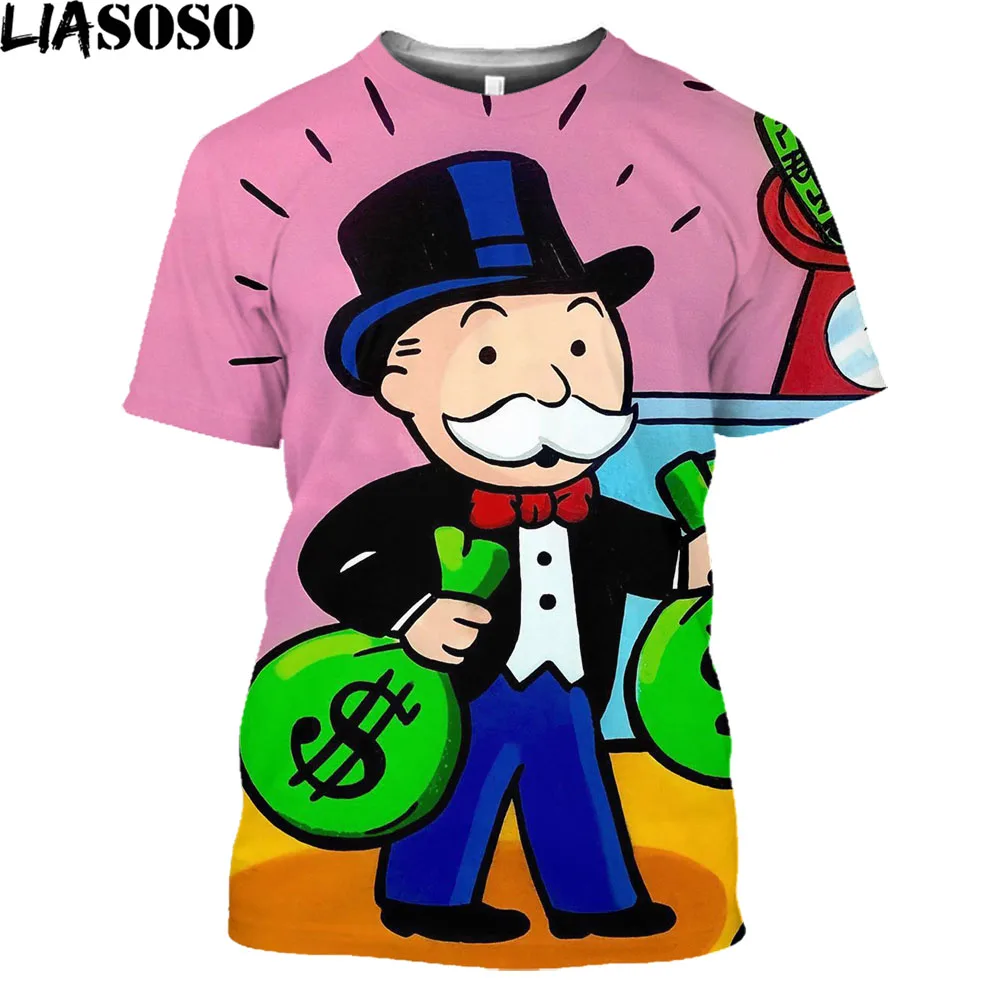 Футболка с рисунком в стиле монополии для мужчин и женщин