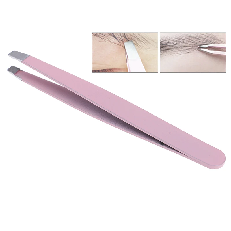 1pcs Cosmetic Eyebrow Tweezers Stainless Steel Face Hair Removal Eye Brow Trimmer Eyelash Clip Beauty Makeup Tool - Color: Purple