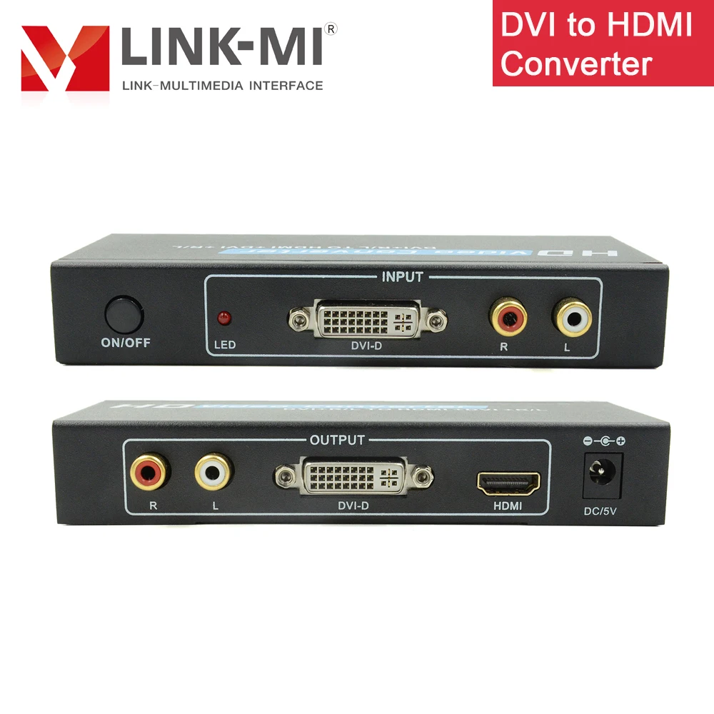 LINK-MI DVI в HDMI конвертер и аналоговые аудиосигналы выход с разъемом 1 3 HDCP |