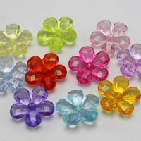 50 mixed colour transparent acrylic flower beads 22mm center drilled flower